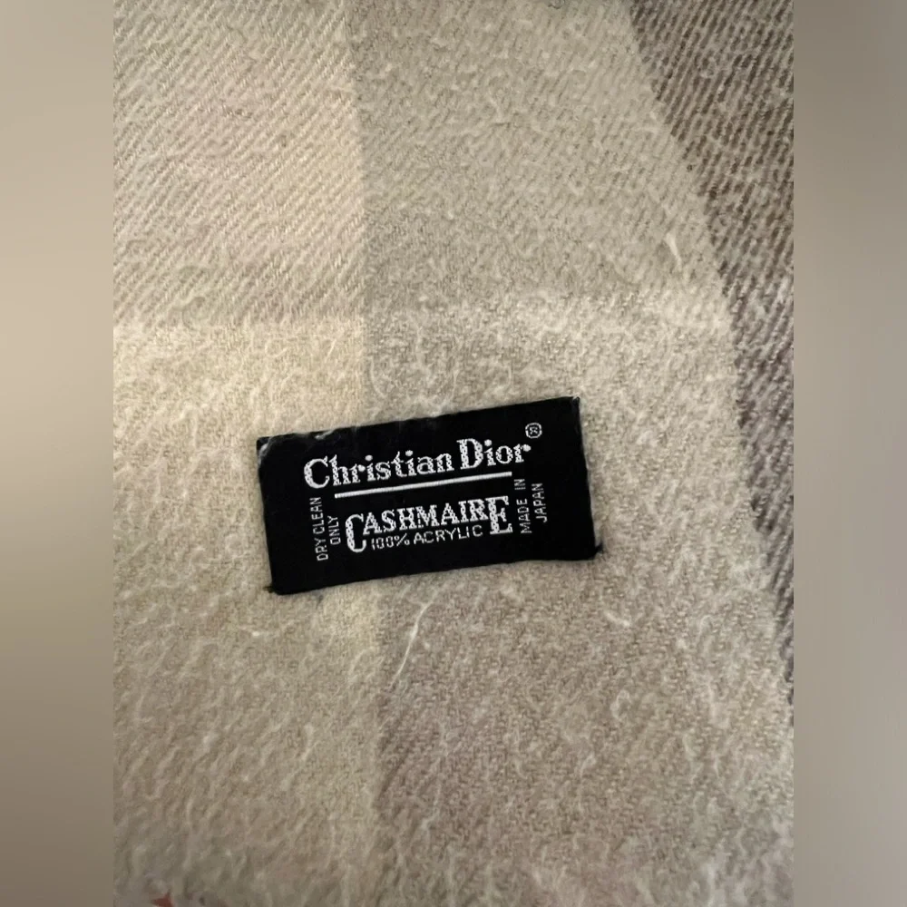 Christian Dior Brown/Tan Plaid Cashmere Scarf